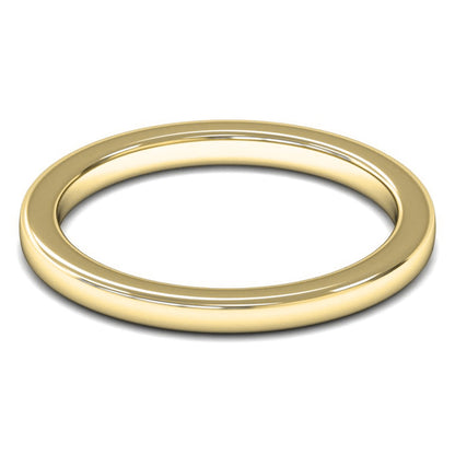 18ct Yellow Gold 2mm Heavy Weight Cushion Court Wedding Ring