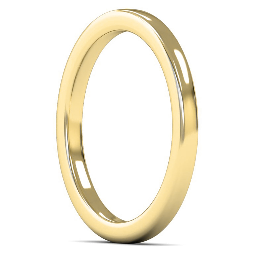 18ct Yellow Fairtrade Gold 2mm Heavy Weight Cushion Court Wedding Ring