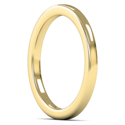 18ct Yellow Gold 2mm Heavy Weight Cushion Court Wedding Ring