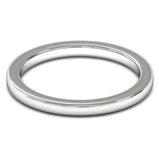9ct White Fairtrade Gold 2mm Heavy Weight Cushion Court Wedding Ring