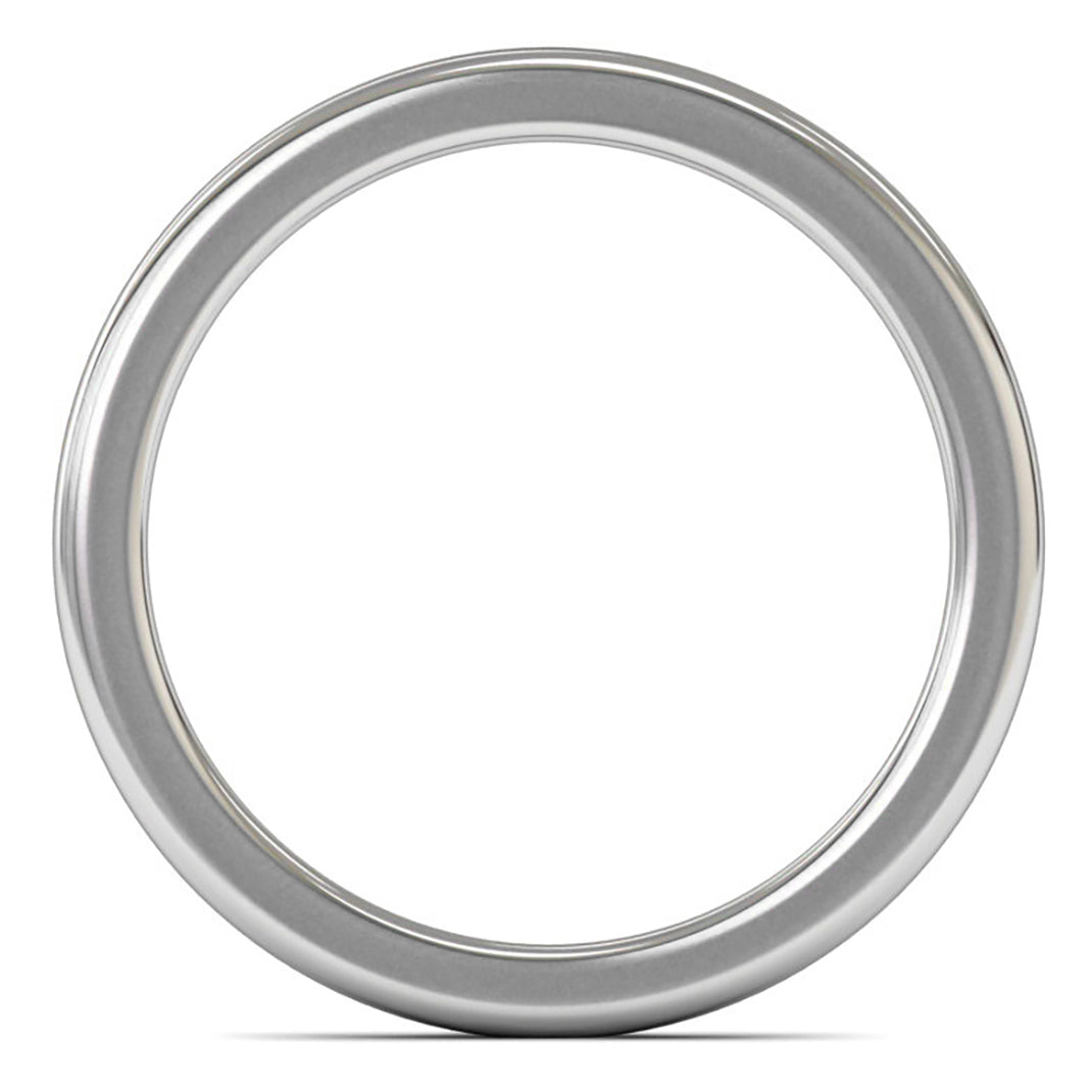 9ct White Fairtrade Gold 2mm Heavy Weight Cushion Court Wedding Ring