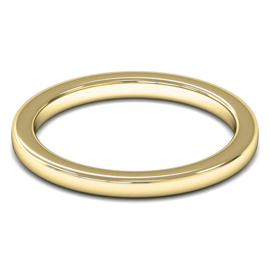 9ct Yellow Gold 2mm Heavy Weight Cushion Court Wedding Ring
