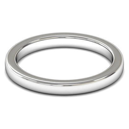 14ct White Gold 2.5mm Heavy Weight Cushion Court Wedding Ring