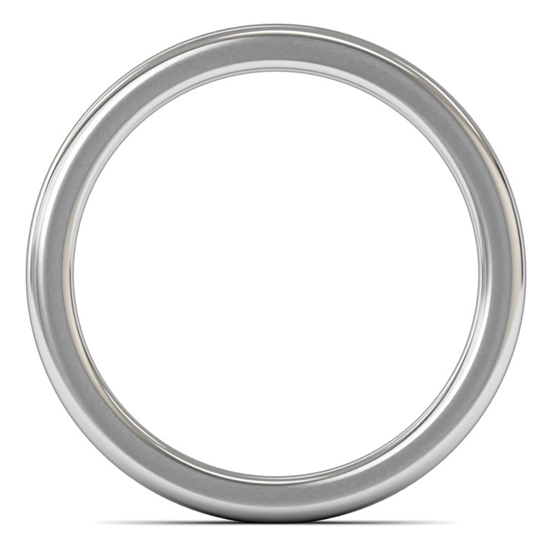 14ct White Gold 2.5mm Heavy Weight Cushion Court Wedding Ring
