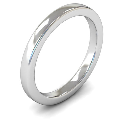 14ct White Gold 2.5mm Heavy Weight Cushion Court Wedding Ring