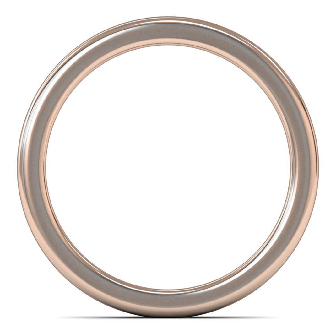 18ct Rose Gold 2.5mm Heavy Weight Cushion Court Wedding Ring