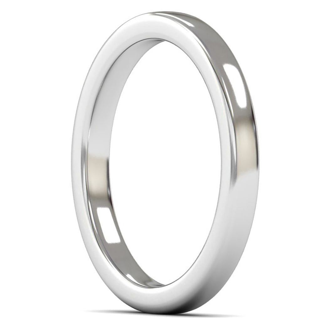 9ct White Fairtrade Gold 2.5mm Heavy Weight Cushion Court Wedding Ring