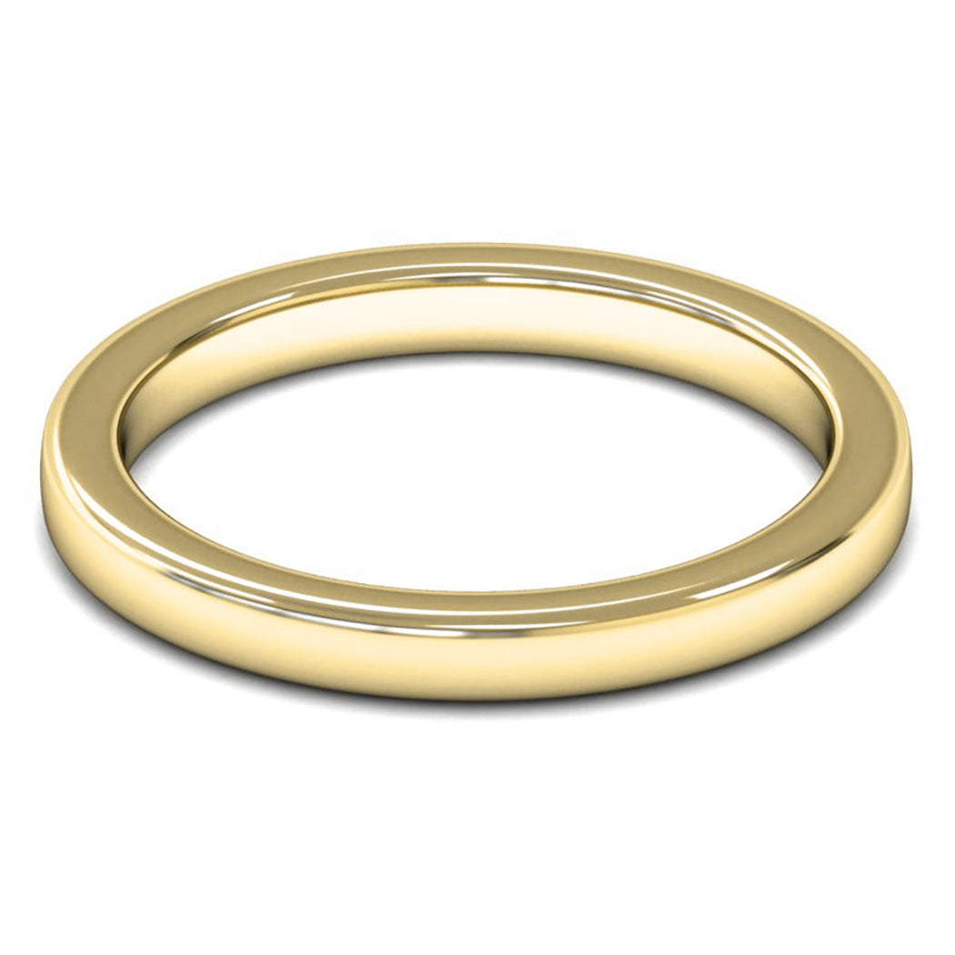 9ct Yellow Gold 2.5mm Heavy Weight Cushion Court Wedding Ring