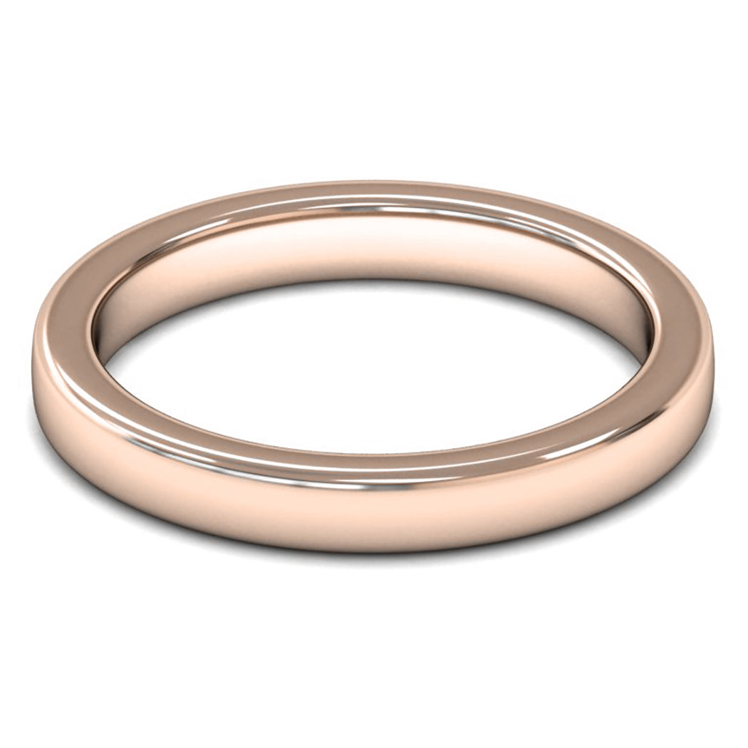 14ct Rose Gold 3mm Heavy Weight Cushion Court Wedding Ring
