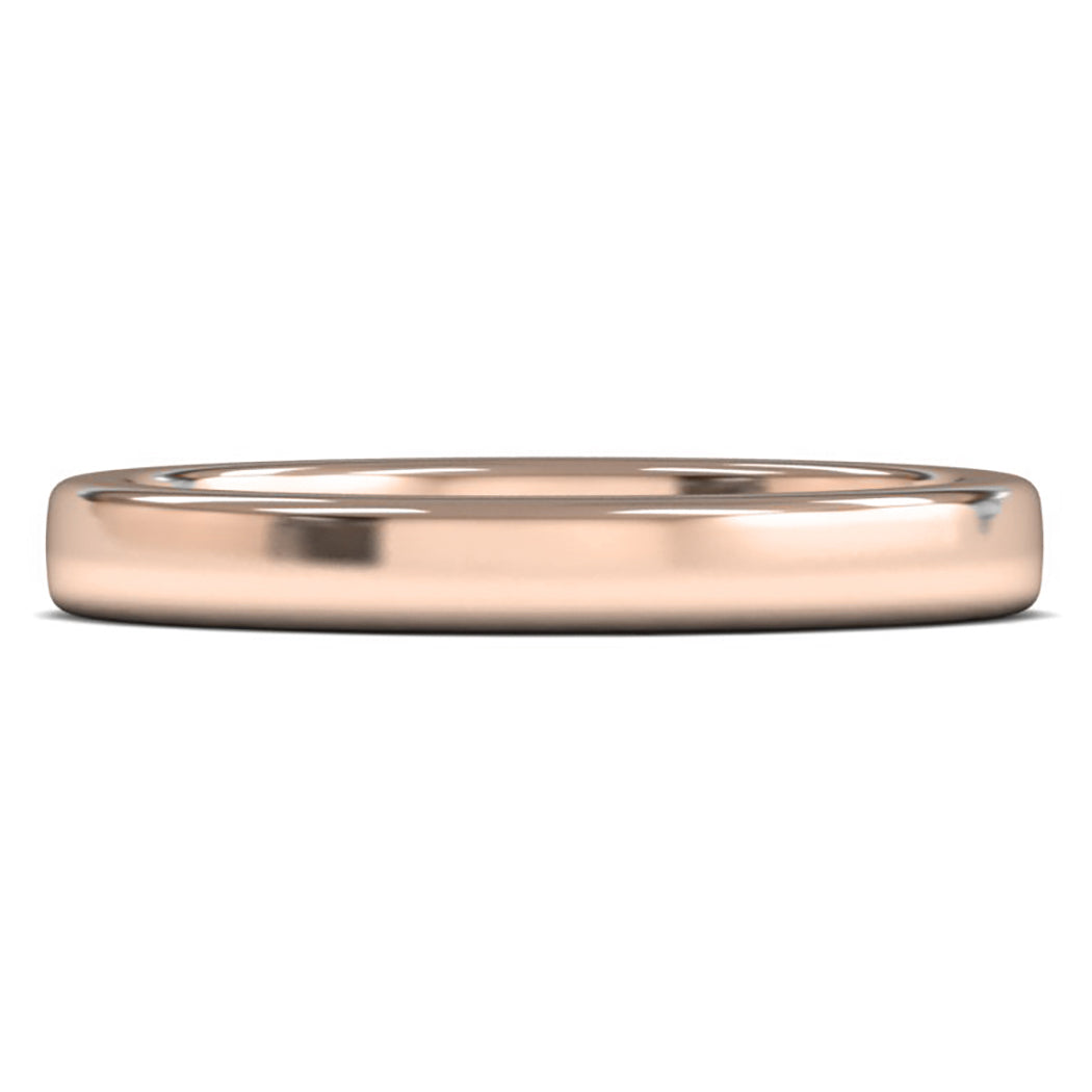 14ct Rose Gold 3mm Heavy Weight Cushion Court Wedding Ring