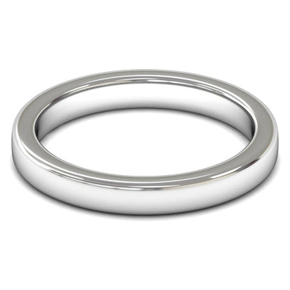 14ct White Gold 3mm Heavy Weight Cushion Court Wedding Ring