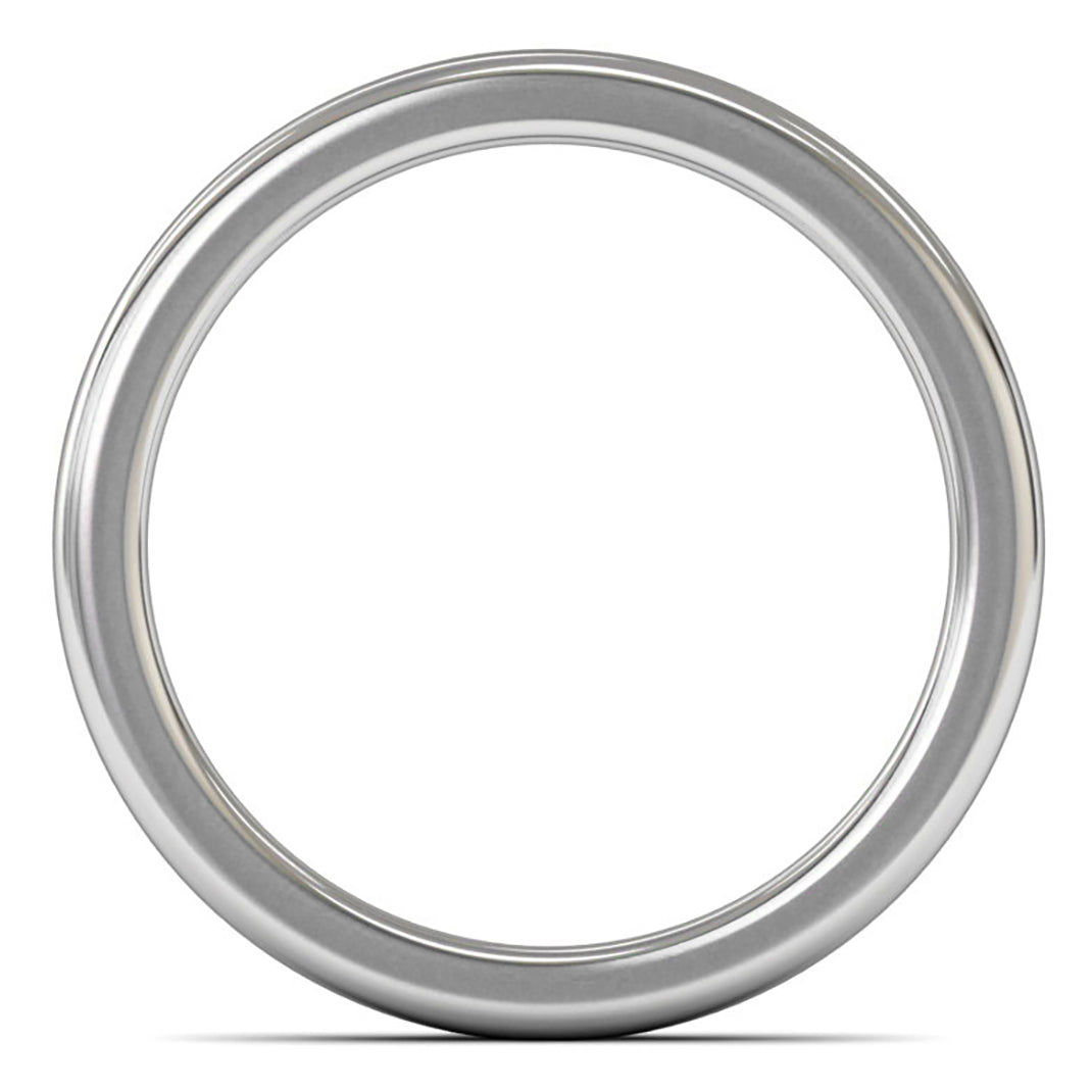 14ct White Fairtrade Gold 3mm Heavy Weight Cushion Court Wedding Ring