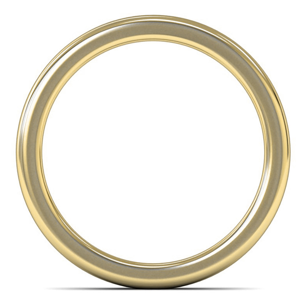 14ct Yellow Fairtrade Gold 3mm Heavy Weight Cushion Court Wedding Ring