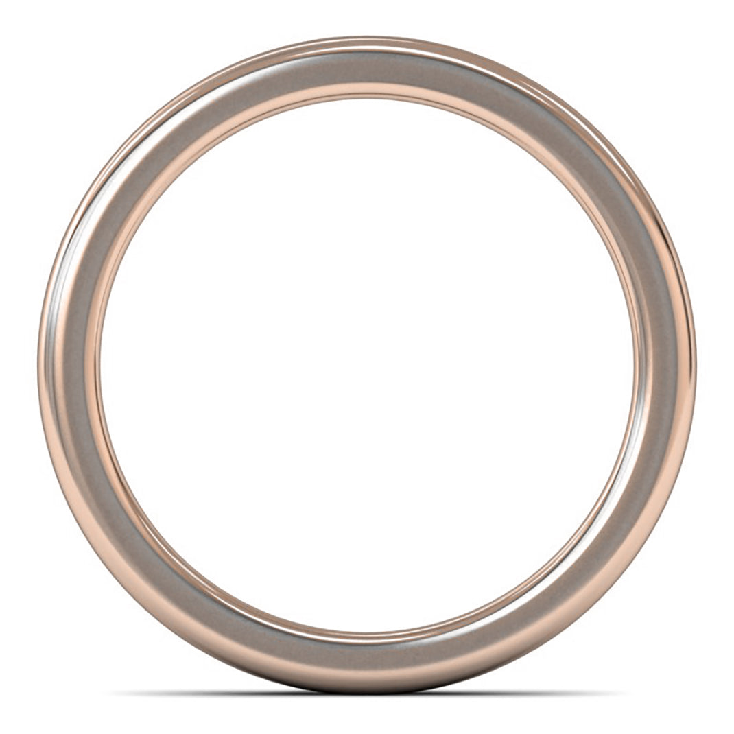 18ct Rose Gold 3mm Heavy Weight Cushion Court Wedding Ring