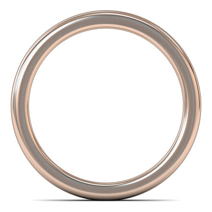 18ct Rose Gold 3mm Heavy Weight Cushion Court Wedding Ring