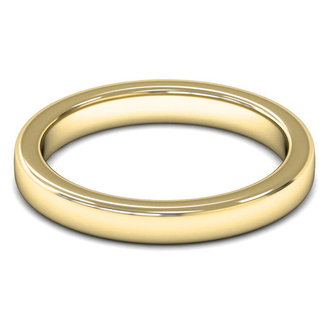 18ct Yellow Fairtrade Gold 3mm Heavy Weight Cushion Court Wedding Ring