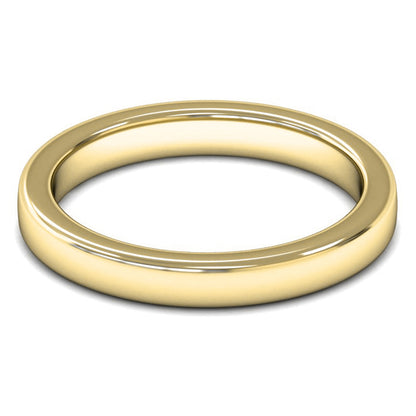 18ct Yellow Fairtrade Gold 3mm Heavy Weight Cushion Court Wedding Ring