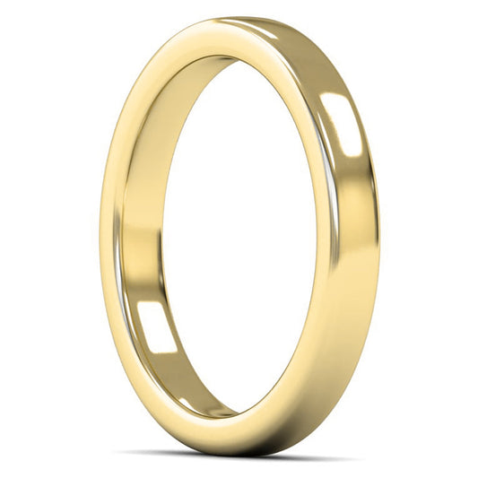 18ct Yellow Fairtrade Gold 3mm Heavy Weight Cushion Court Wedding Ring