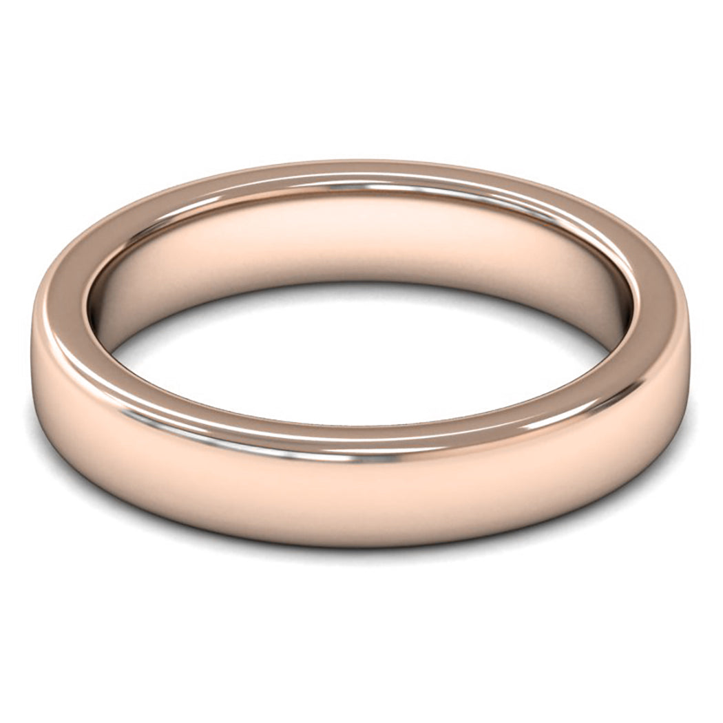 14ct Rose Gold 4mm Heavy Weight Cushion Court Wedding Ring