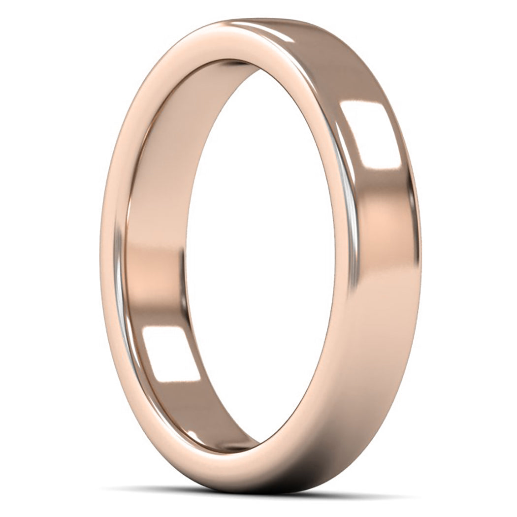 14ct Rose Gold 4mm Heavy Weight Cushion Court Wedding Ring