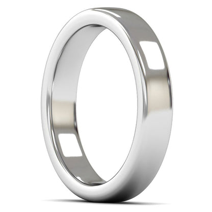 14ct White Gold 4mm Heavy Weight Cushion Court Wedding Ring