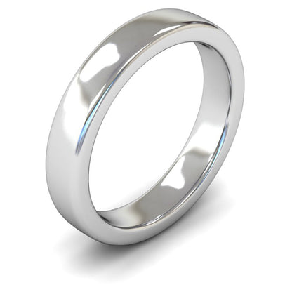 14ct White Fairtrade Gold 4mm Heavy Weight Cushion Court Wedding Ring