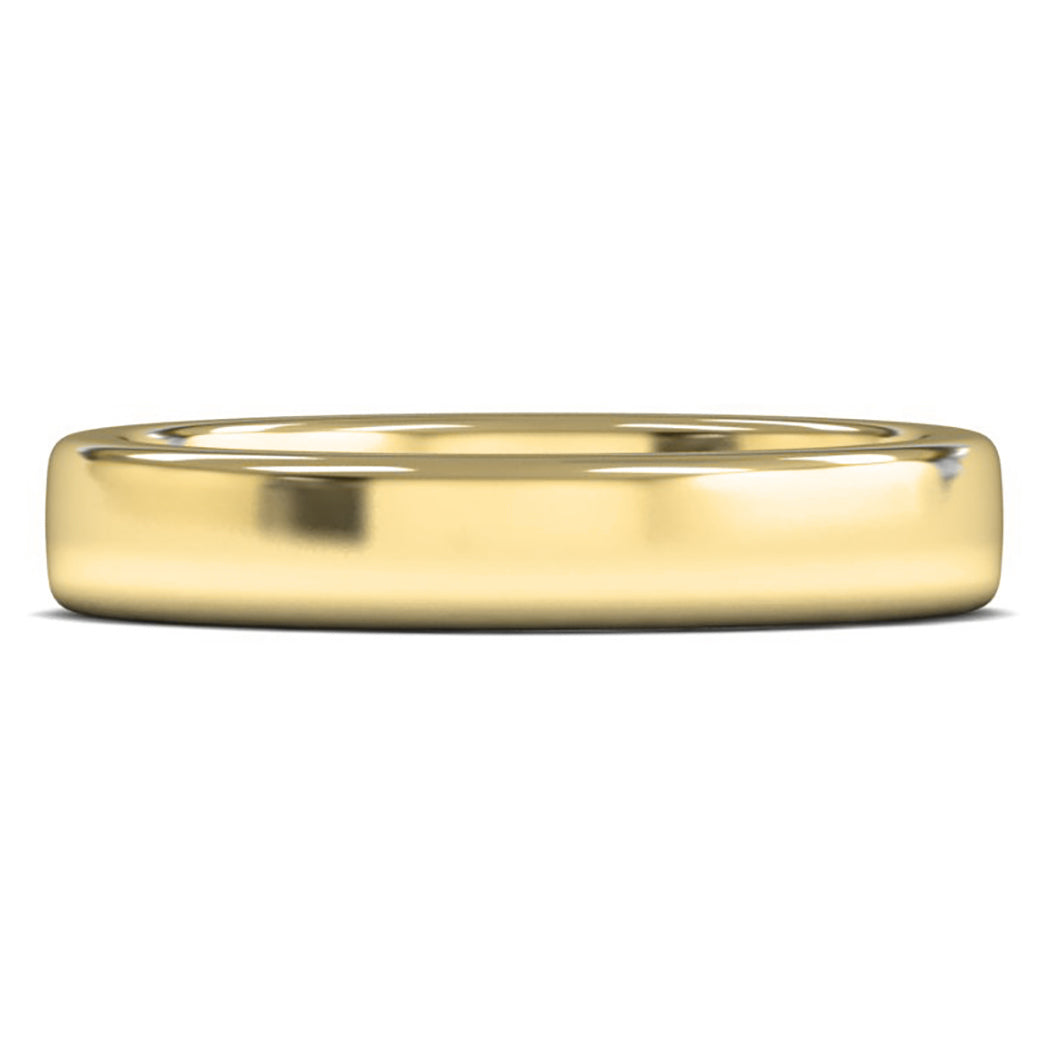 14ct Yellow Fairtrade Gold 4mm Heavy Weight Cushion Court Wedding Ring