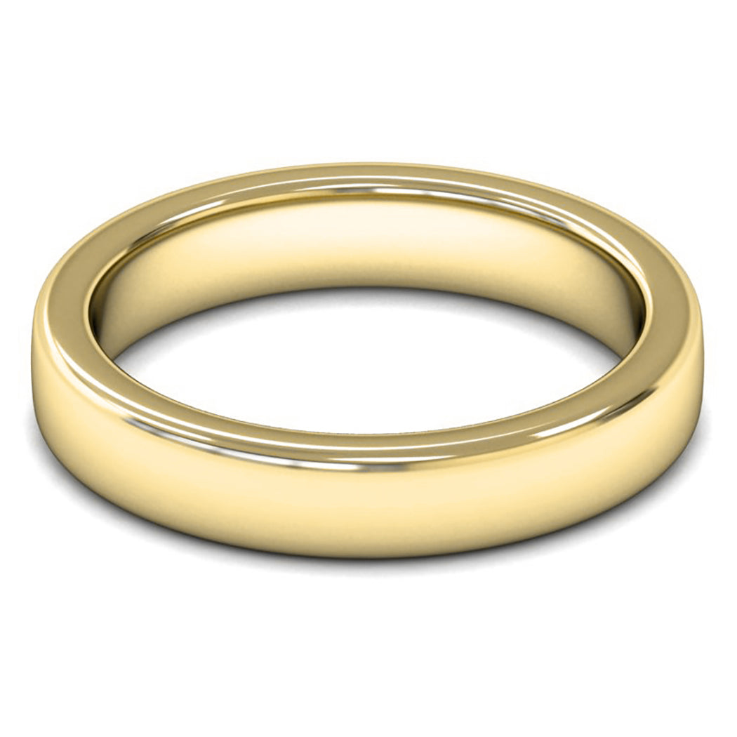 18ct Yellow Fairtrade Gold 4mm Heavy Weight Cushion Court Wedding Ring