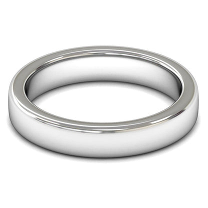 9ct White Fairtrade Gold 4mm Heavy Weight Cushion Court Wedding Ring