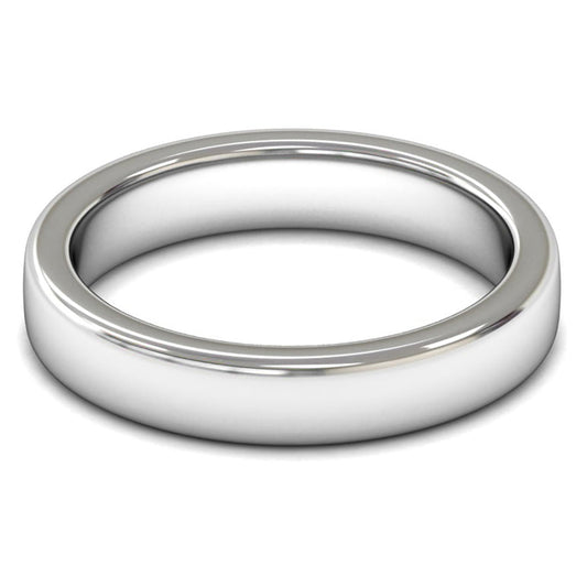 9ct White Fairtrade Gold 4mm Heavy Weight Cushion Court Wedding Ring