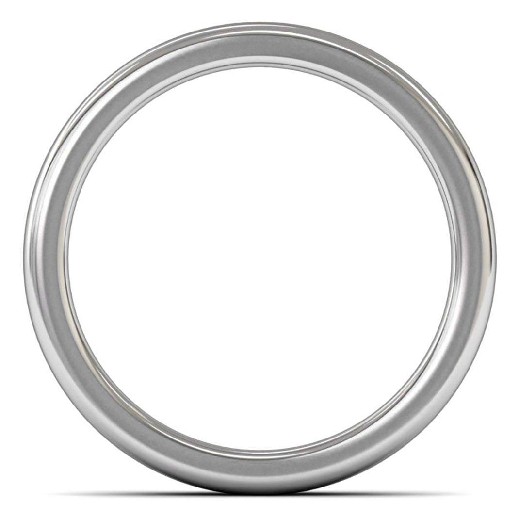 9ct White Fairtrade Gold 4mm Heavy Weight Cushion Court Wedding Ring