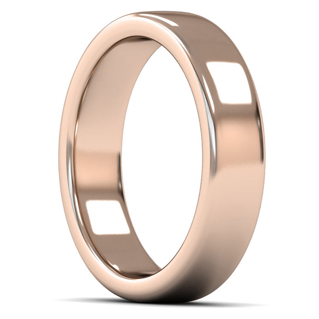 14ct Rose Gold 5mm Heavy Weight Cushion Court Wedding Ring