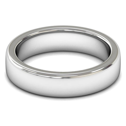 14ct White Fairtrade Gold 5mm Heavy Weight Cushion Court Wedding Ring