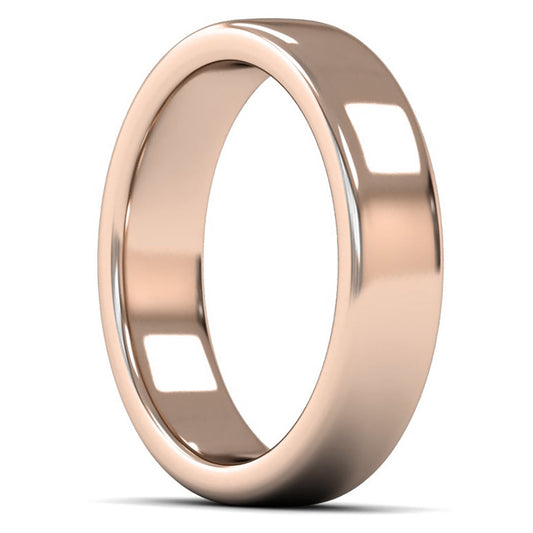 9ct Rose Fairtrade Gold 5mm Heavy Weight Cushion Court Wedding Ring