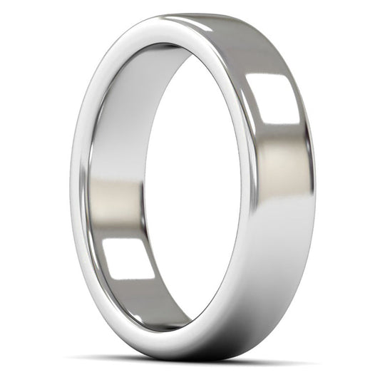 9ct White Fairtrade Gold 5mm Heavy Weight Cushion Court Wedding Ring