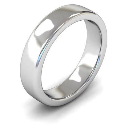 9ct White Fairtrade Gold 5mm Heavy Weight Cushion Court Wedding Ring