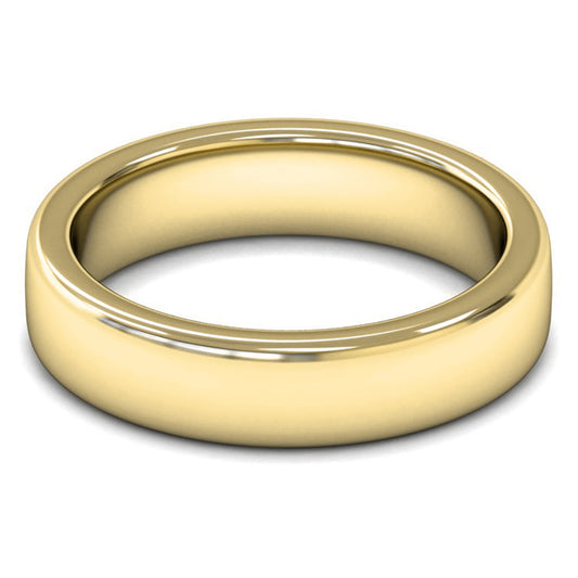9ct Yellow Fairtrade Gold 5mm Heavy Weight Cushion Court Wedding Ring