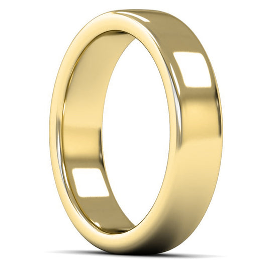 9ct Yellow Fairtrade Gold 5mm Heavy Weight Cushion Court Wedding Ring