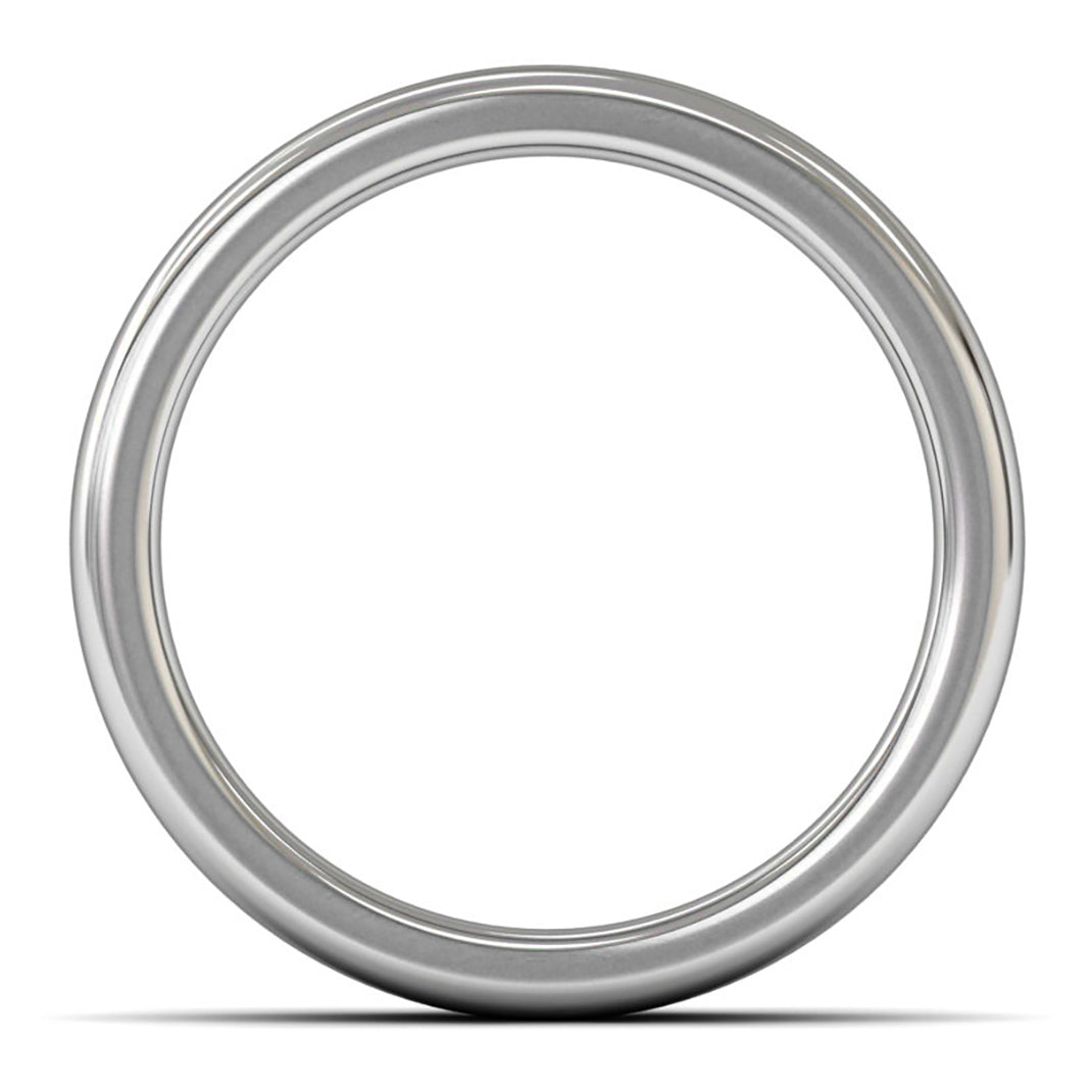 14ct White Fairtrade Gold 6mm Heavy Weight Cushion Court Wedding Ring