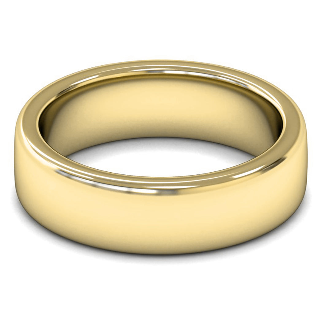 14ct Yellow Gold 6mm Heavy Weight Cushion Court Wedding Ring