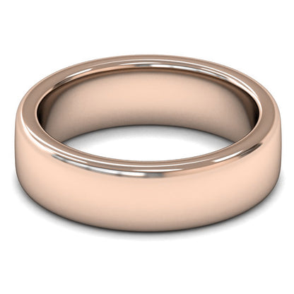 18ct Rose Fairtrade Gold 6mm Heavy Weight Cushion Court Wedding Ring