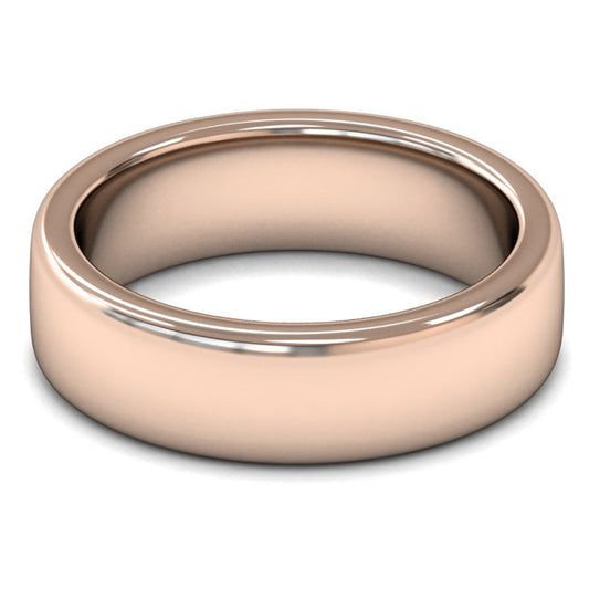18ct Rose Fairtrade Gold 6mm Heavy Weight Cushion Court Wedding Ring