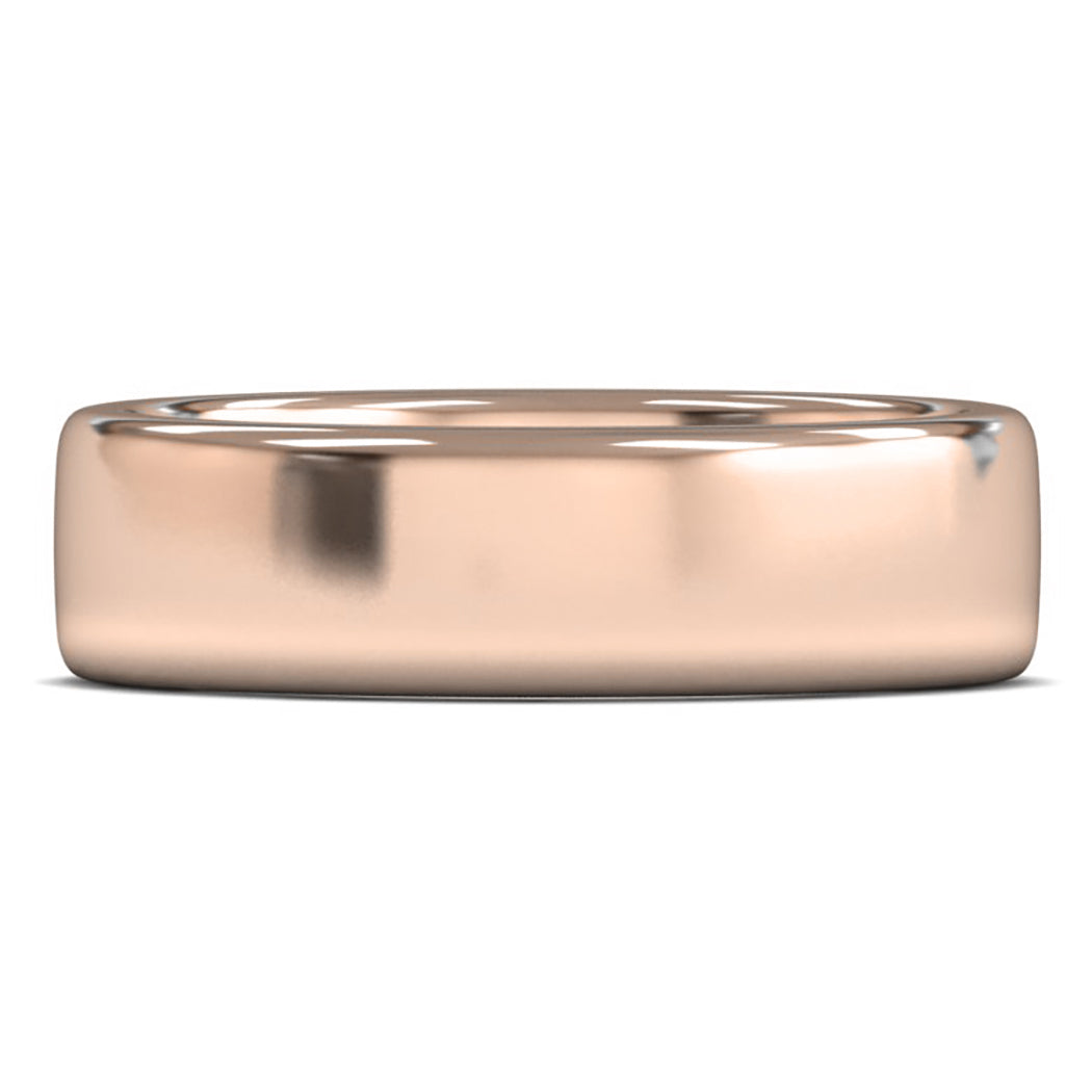 18ct Rose Gold 6mm Heavy Weight Cushion Court Wedding Ring