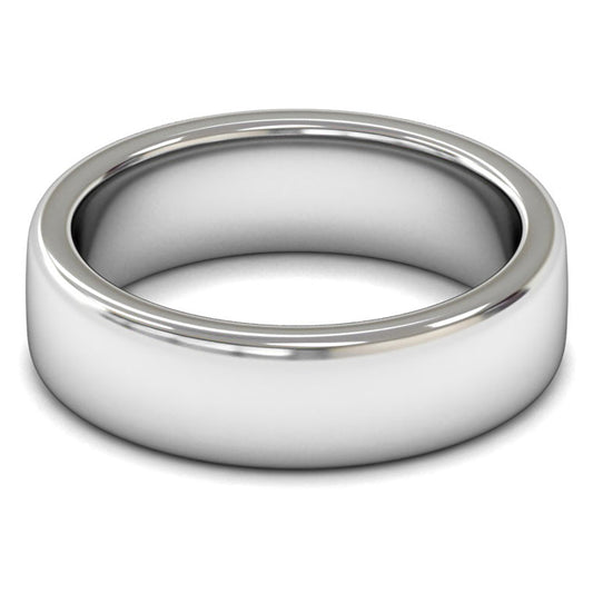 18ct White Fairtrade Gold 6mm Heavy Weight Cushion Court Wedding Ring