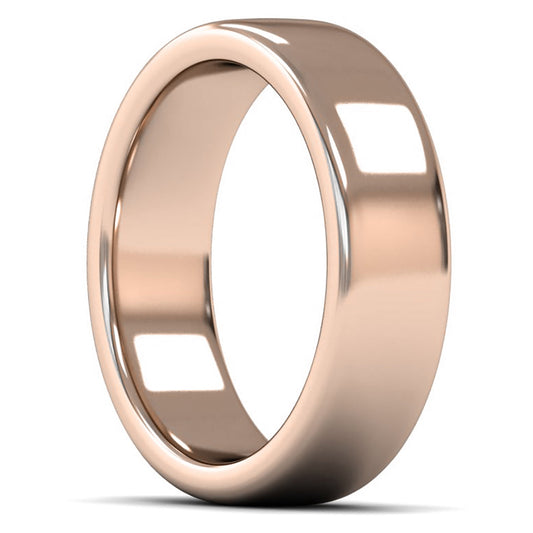 9ct Rose Gold 6mm Heavy Weight Cushion Court Wedding Ring