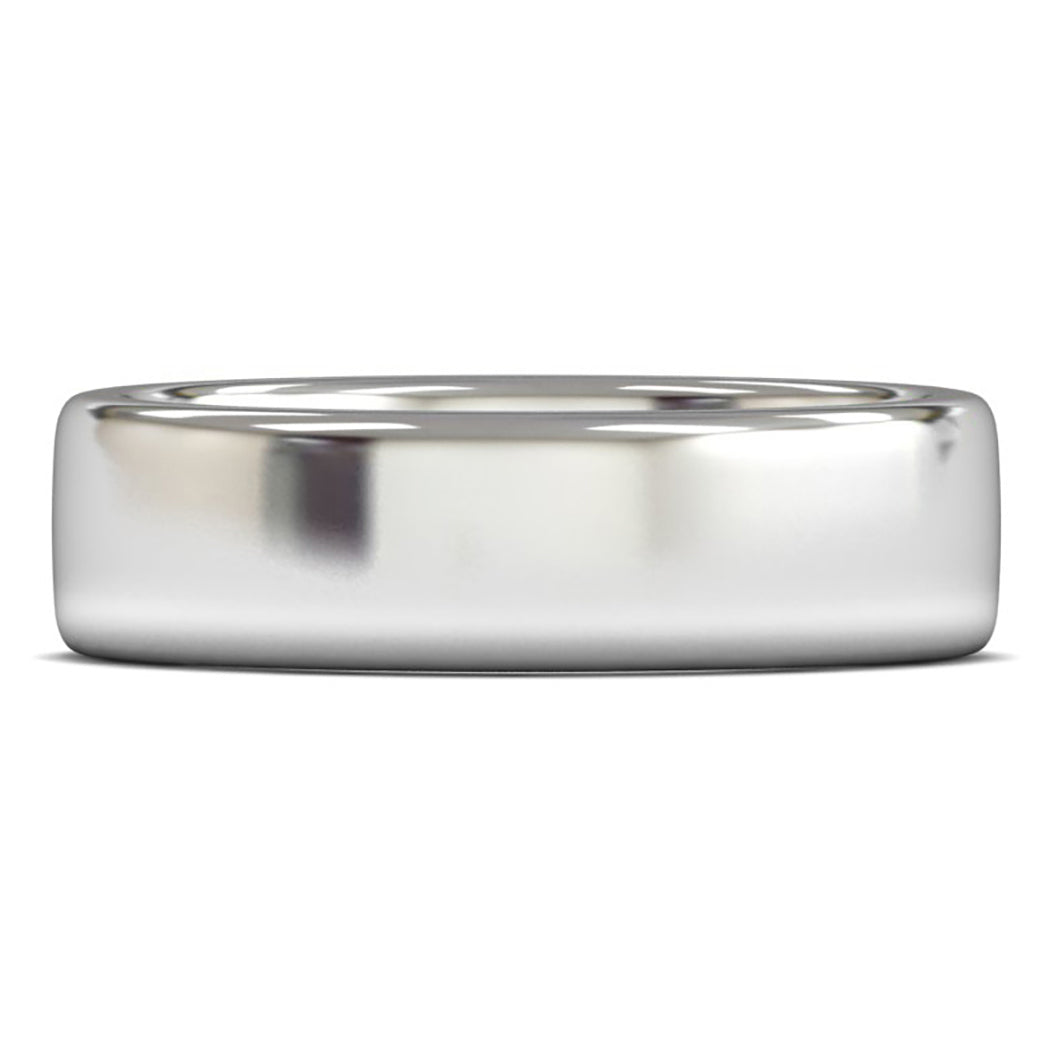 9ct White Gold 6mm Heavy Weight Cushion Court Wedding Ring