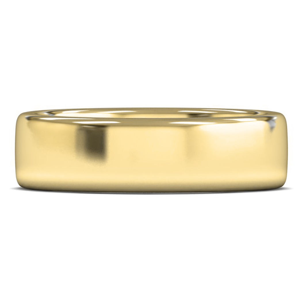 9ct Yellow Gold 6mm Heavy Weight Cushion Court Wedding Ring