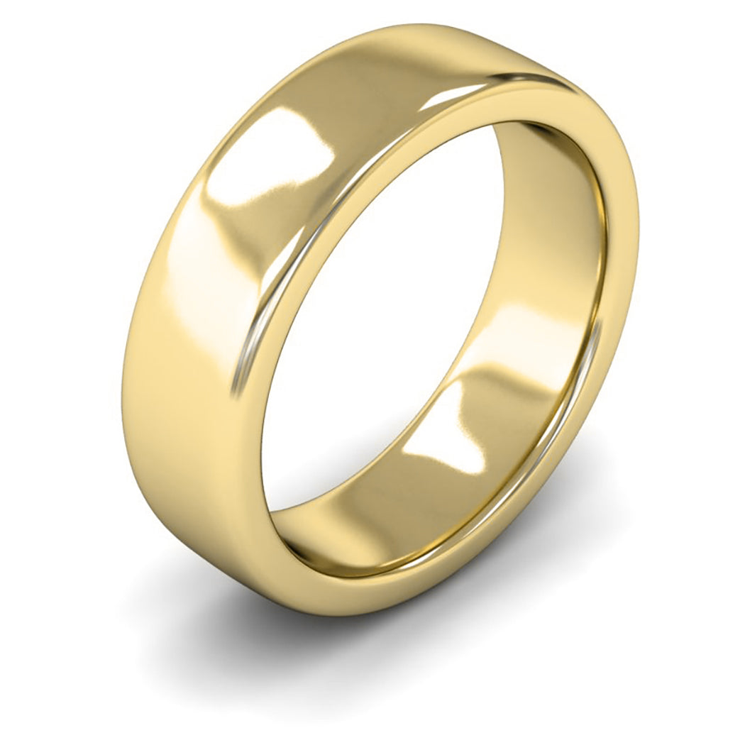 9ct Yellow Gold 6mm Heavy Weight Cushion Court Wedding Ring