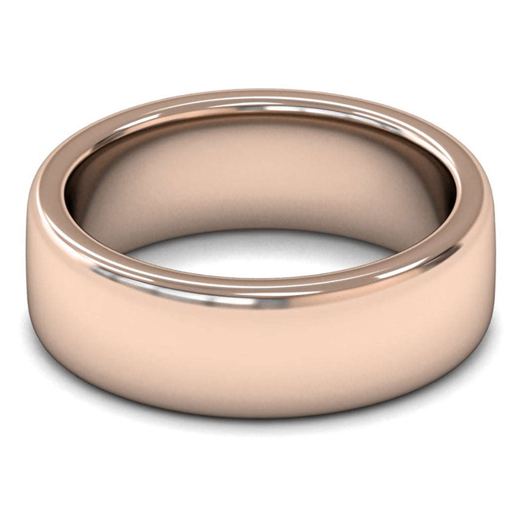 18ct Rose Fairtrade Gold 7mm Heavy Weight Cushion Court Wedding Ring