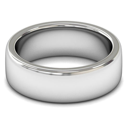 18ct White Fairtrade Gold 7mm Heavy Weight Cushion Court Wedding Ring